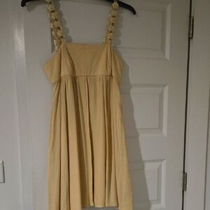 Tina Hagen Beige VINTAGE short Flower 🌺 Strap dress 👗 small USA Made